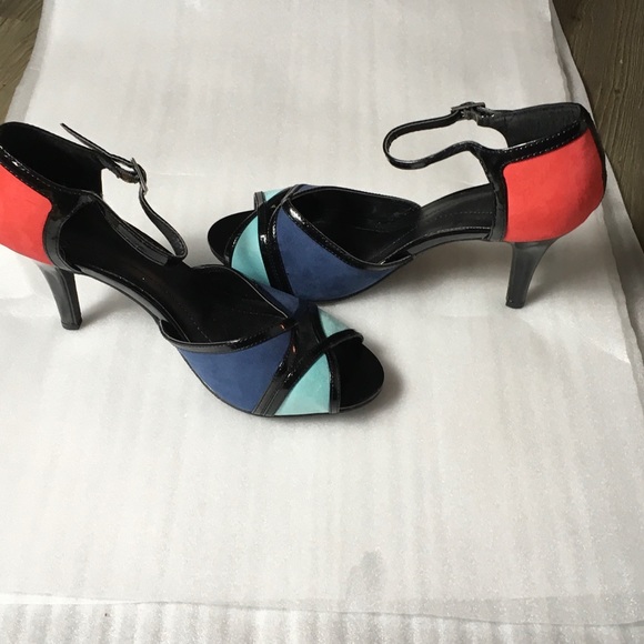Multicolored color block ankle strap heels - Picture 4 of 5